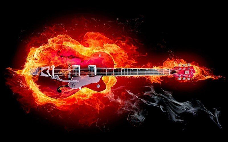 art 3d guitar en feu image