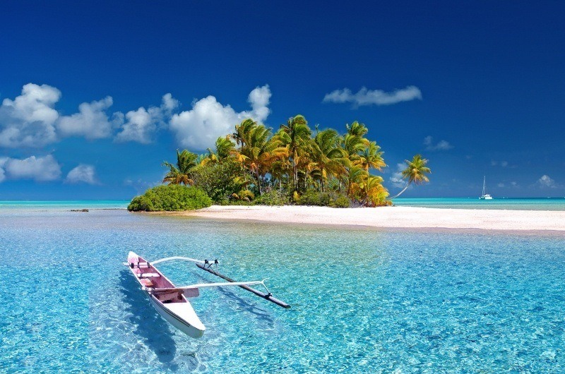 île avec plage sable blanc Polynésie