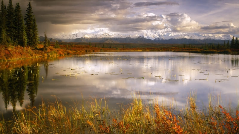 automne rives lac et montagne photo wallpaper