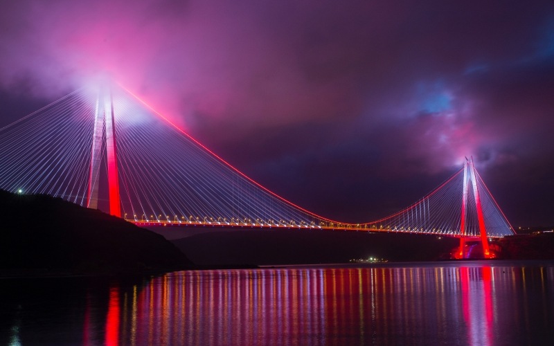Pont suspendu Bosphore Turquie la nuit