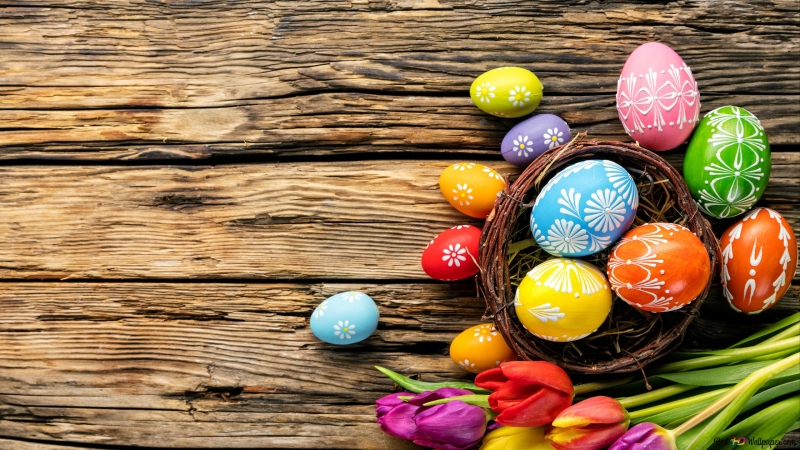 Photo fête oeufs de Pâques colorées et décorés eastern eggs wallpaper
