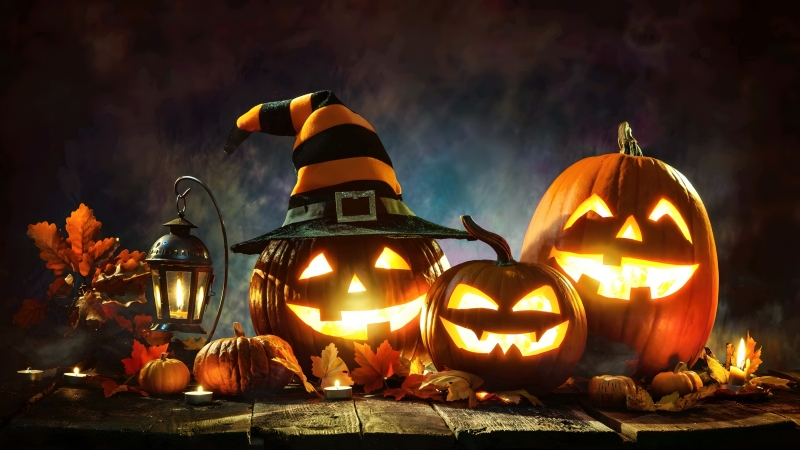 Halloween jack o lantern pumpkins HD 5K