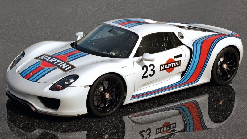 Fond d'écran HD voiture sport Porsche 918 Spyder livrée Martini Racing téléchargement gratuit wallpaper PC Mac OS smartphone tab