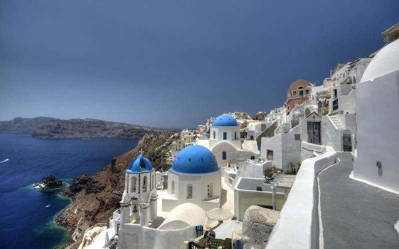 wallpaper île de santorin Grèce