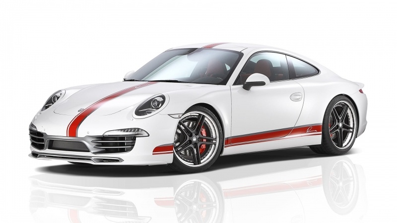 fond d'écran HD car voiture Porsche 911 blanche strip rouge wallpaper white strip red