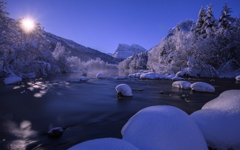 wallpaper neige rivière montagne photo