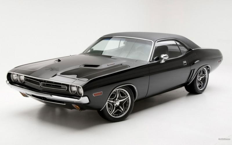 fond écran HD voiture car Dodge Challenger RT 1971 noir américaine free wallpaper