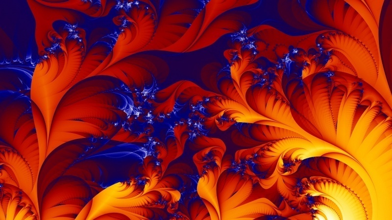 Fond écran HD abstrait Mandelbrot rouge bleu et orange télécharger gratuit