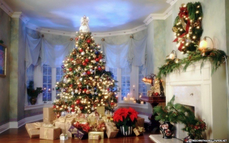 Beautiful Christmas room wallpaper desktop PC Mac