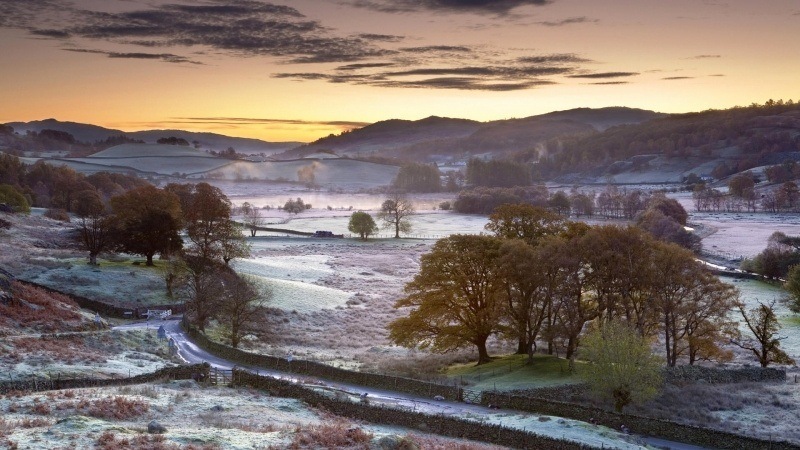 Paysage hiver au matin