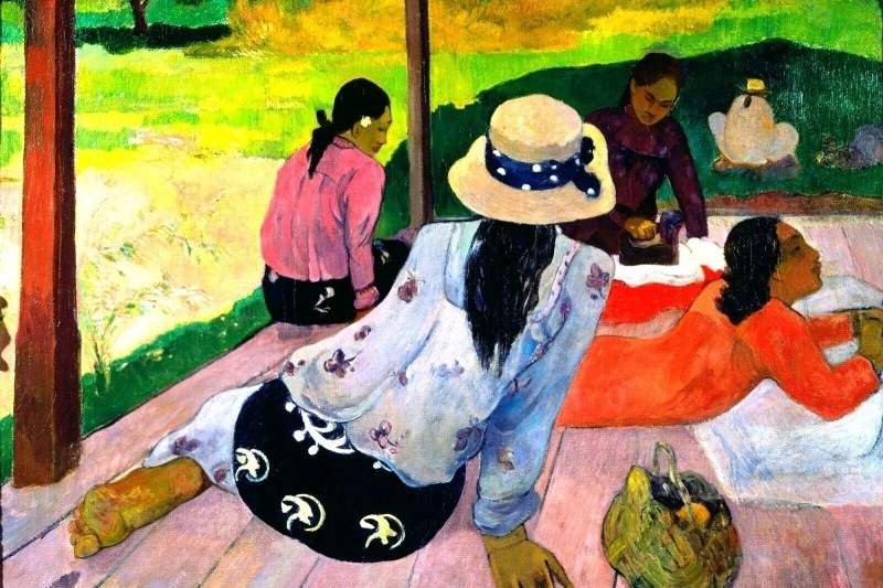 Fond d'écran HD artiste peintre Paul Gauguin la sieste télécharger gratuitement arrière plan wallpaper pour votre PC smartphone 