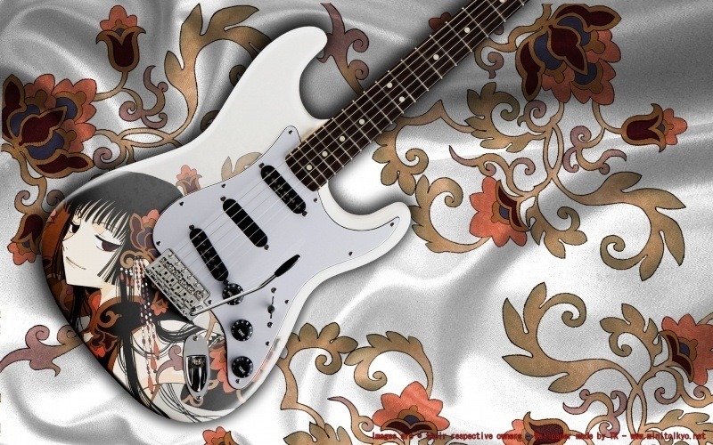 fond écran guitare avec dessin manga wallpaper HD