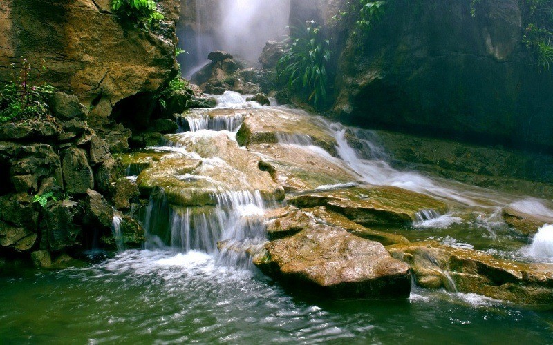 fond écran cascade eaux vives nature sauvage wallpaper HD photo