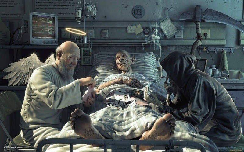 fond écran humour hd ange et mort sur lit partie poker funny humor death angel wallpaper image