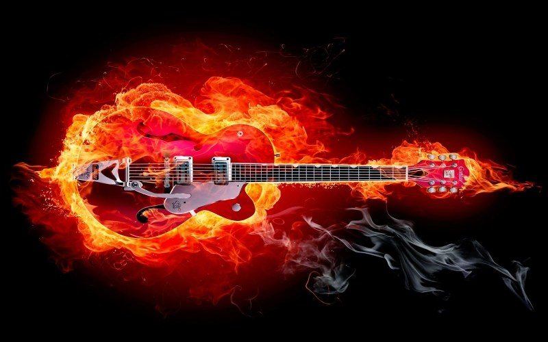 fond écran HD art 3D guitare en feu wallpaper picture image desktop Windows