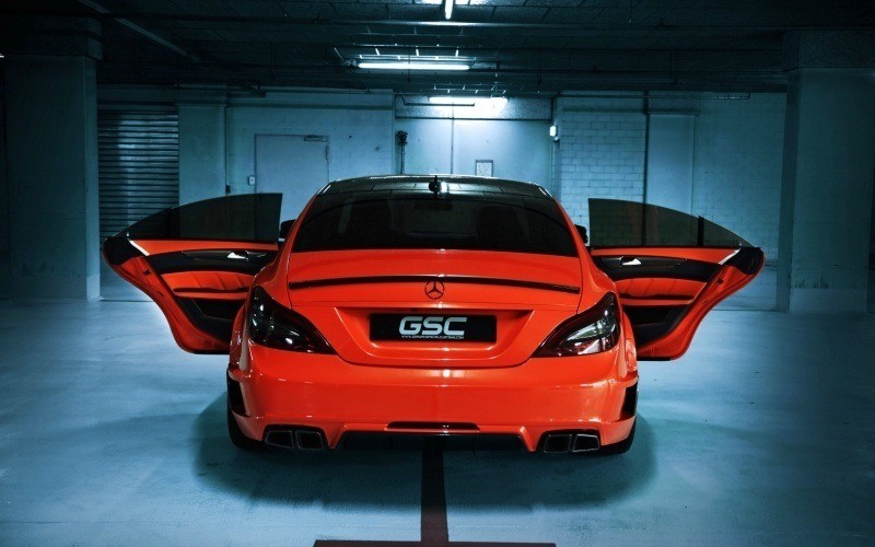 fond d'écran voiture car Mercedes AMG tuning CLS63 2013 orange wallpaper photo 1680x1050