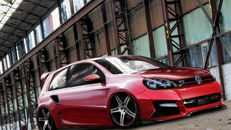 volkswagen golf rouge  tuning