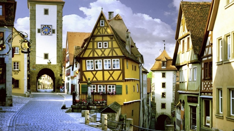 fond d'écran village Allemagne typique Bavière Rothenburg ob der Tauber photo