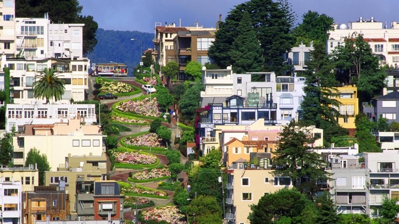 fond écran paysage ville HD San Francisco USA Lombard Street 1920x1080 photo image desktop PC smartphone tablette