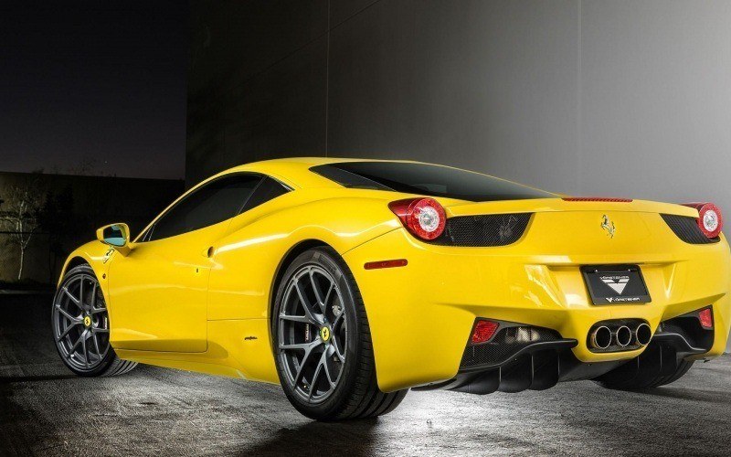 fond écran HD voiture sport Italienne Ferrari 458 jaune par Vorsteiner image photo