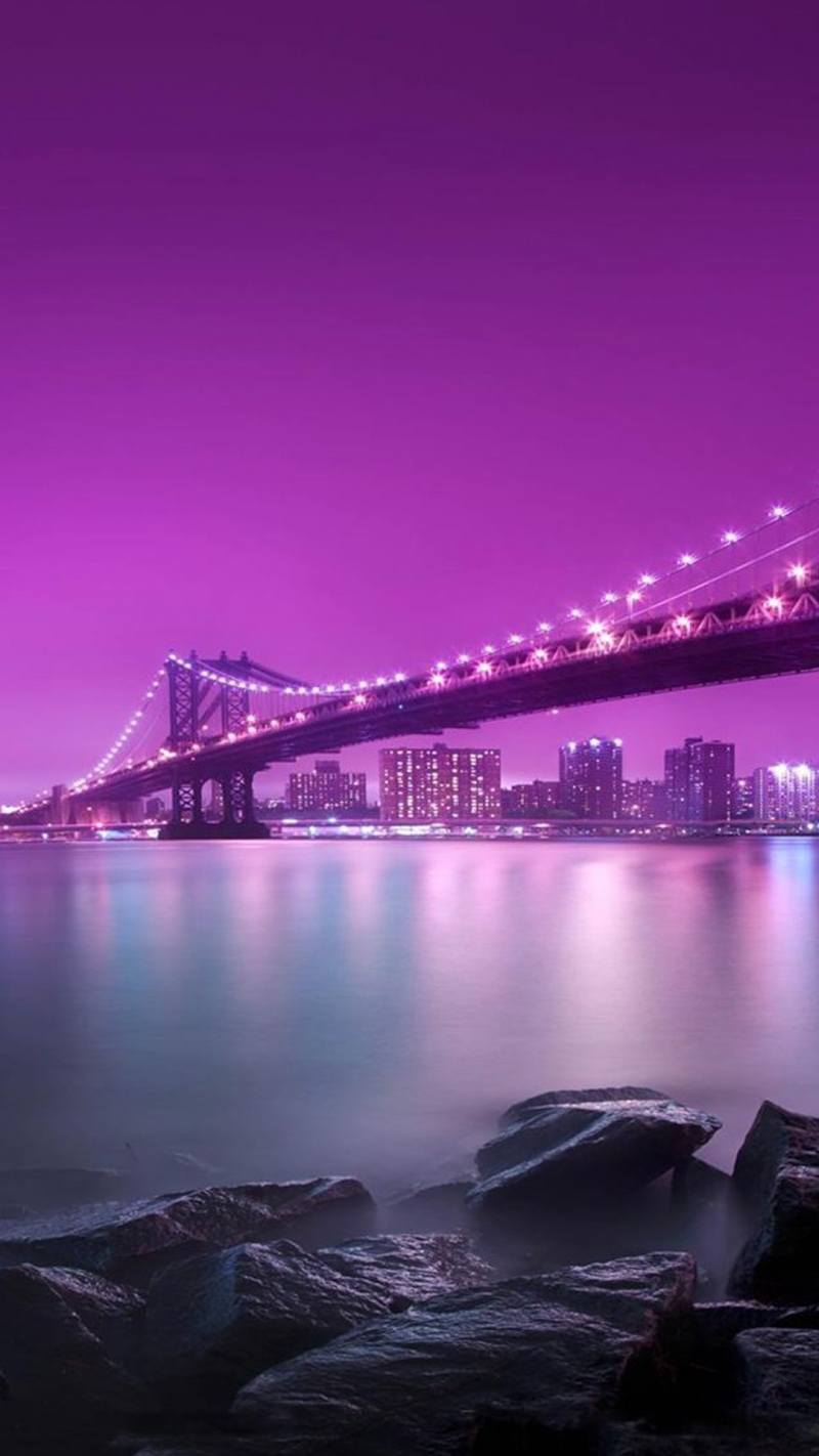pont illuminé nuit mobile wallpaper fond d'écran smartphone pont illuminé nuit mobile Brooklyn wallpaper android ios iphone
