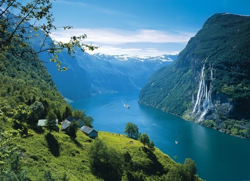 fjord cascade bateau scandinavie photo