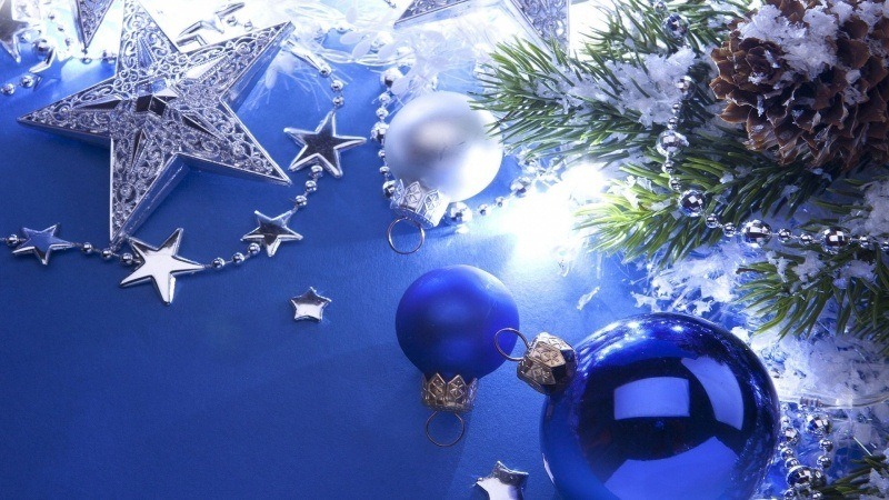 Noël Décorations Bleu Et Blanc Fond Ecran Hd