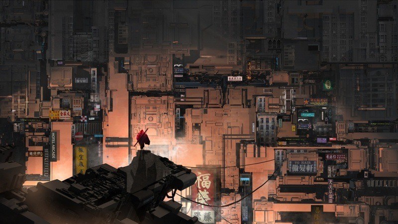 fond d'écran manga anime cyberpunk ville personnage dessin background city