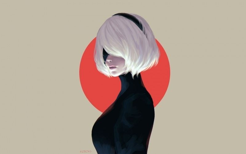 fond d'écran HD anime nier automata héroïne manga game video art digital Japon wallpaper image picture desktop gros plan visage