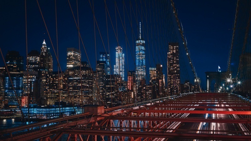 pont de Brooklyn New York USA la nuit