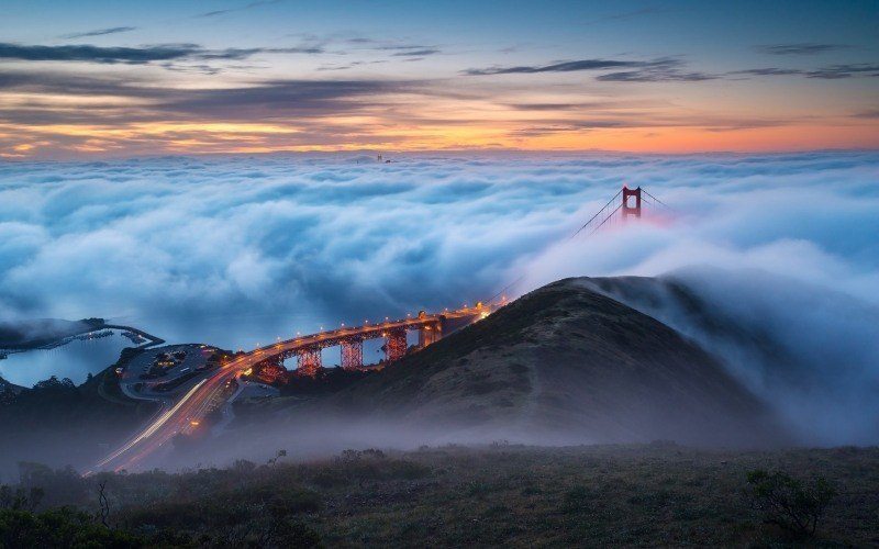 image photo San Francisco Golden Gate pont USA bridge dans les nuages fond écran wallpaper picture