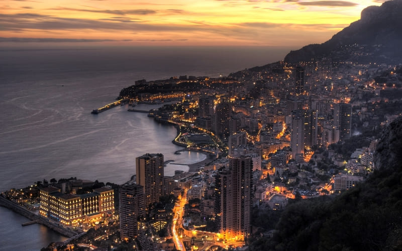 fond d'écran photo wallpaper Monaco Principauté le soir