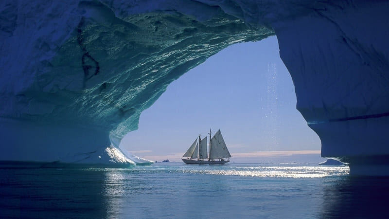 grotte de glace vue voilier wallpaper photo