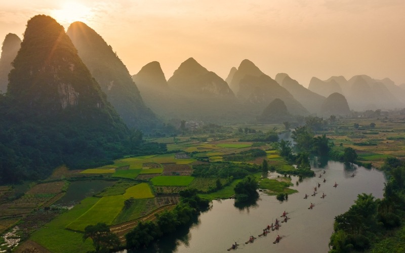 wallpaper Yangshuo Chine rivière du Dragon photo