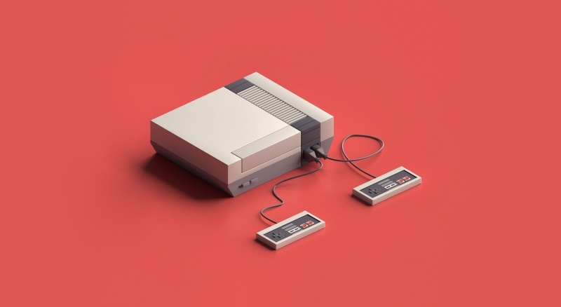 Fond d'écran HS simple arrière plan console de jeux Nintendo Entertainment System NEs et ses joypads image wallpaper picture