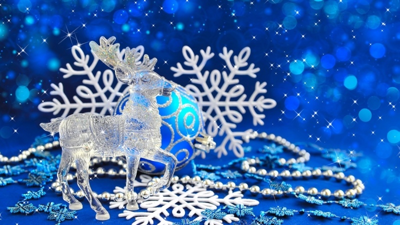 Noël renne en verre décoration bleu
