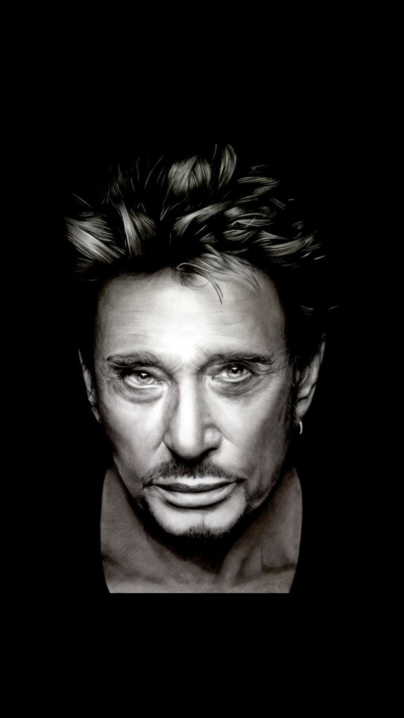 Fond ecran HD Johnny Hallyday chanteur français noir et blanc portrait picture image wallpaper