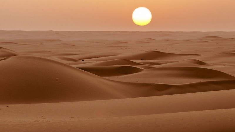photo paysage désert et dune soleil couchant à