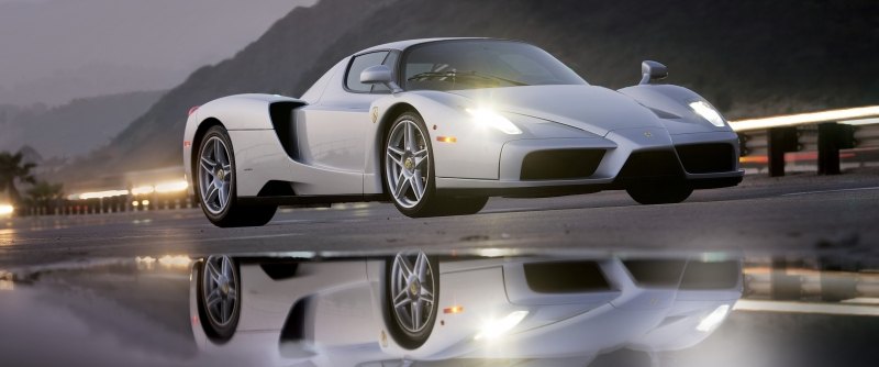 Fond ecran HD panoramique voiture Ferrari Enzo grise wallpaper picture car sport télécharger download