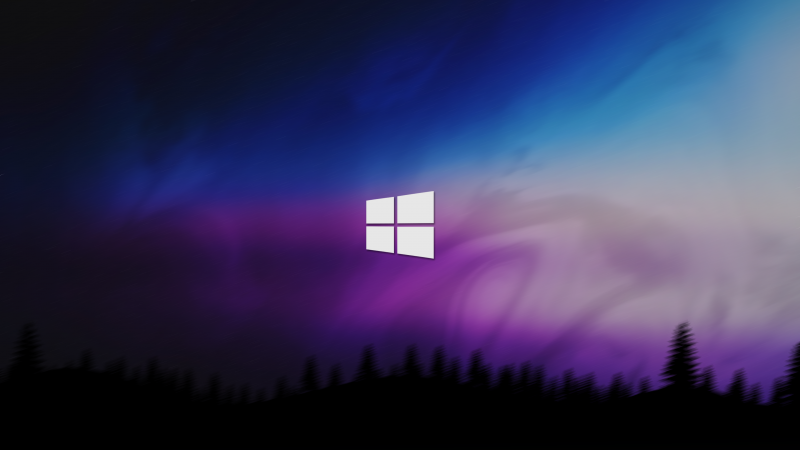 Fond écran HD thème Windows 10 logo Microsoft avec couleur bleu et mauve wallpaper