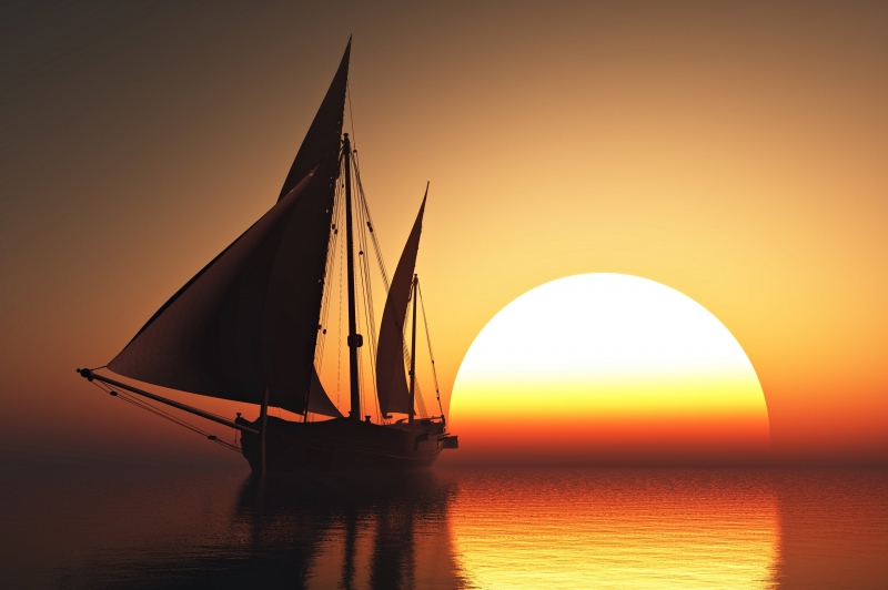 Bateau voilier coucher de soleil wallpaper