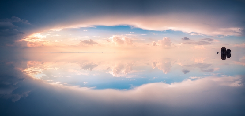 Paysage photo nuages reflection ciel dans eau