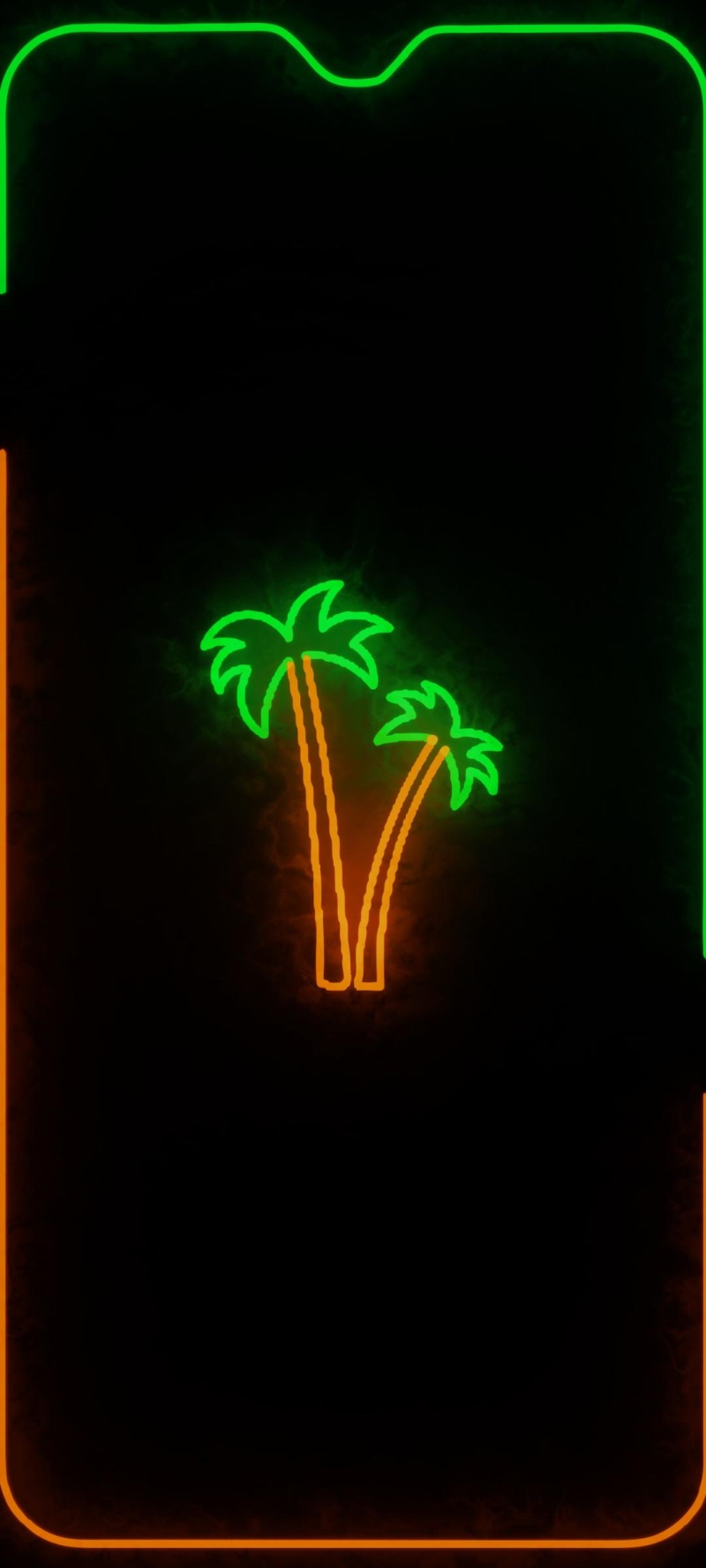 Fond d'écran Néon Palmiers Glow pour Smartphone & PC - Wallpaper Sombre HD/4K